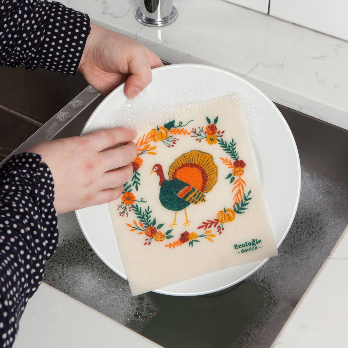 Autumn Plenty Thanksgiving Swedish Dishcloth