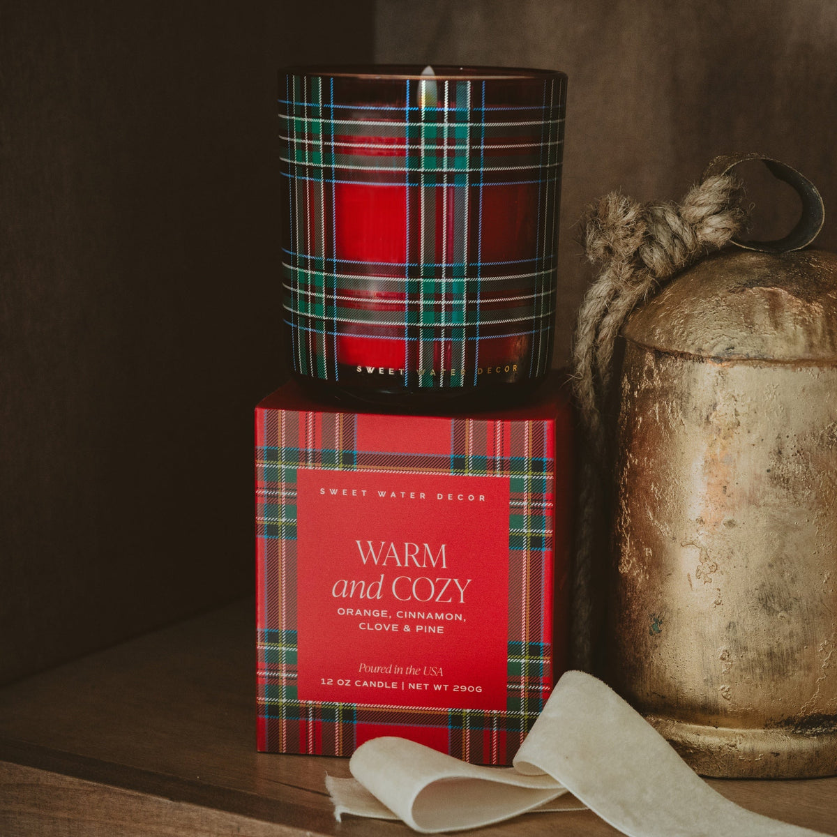 Warm and Cozy Soy Candle - Boxed Tinted Glass Jar - 12 oz