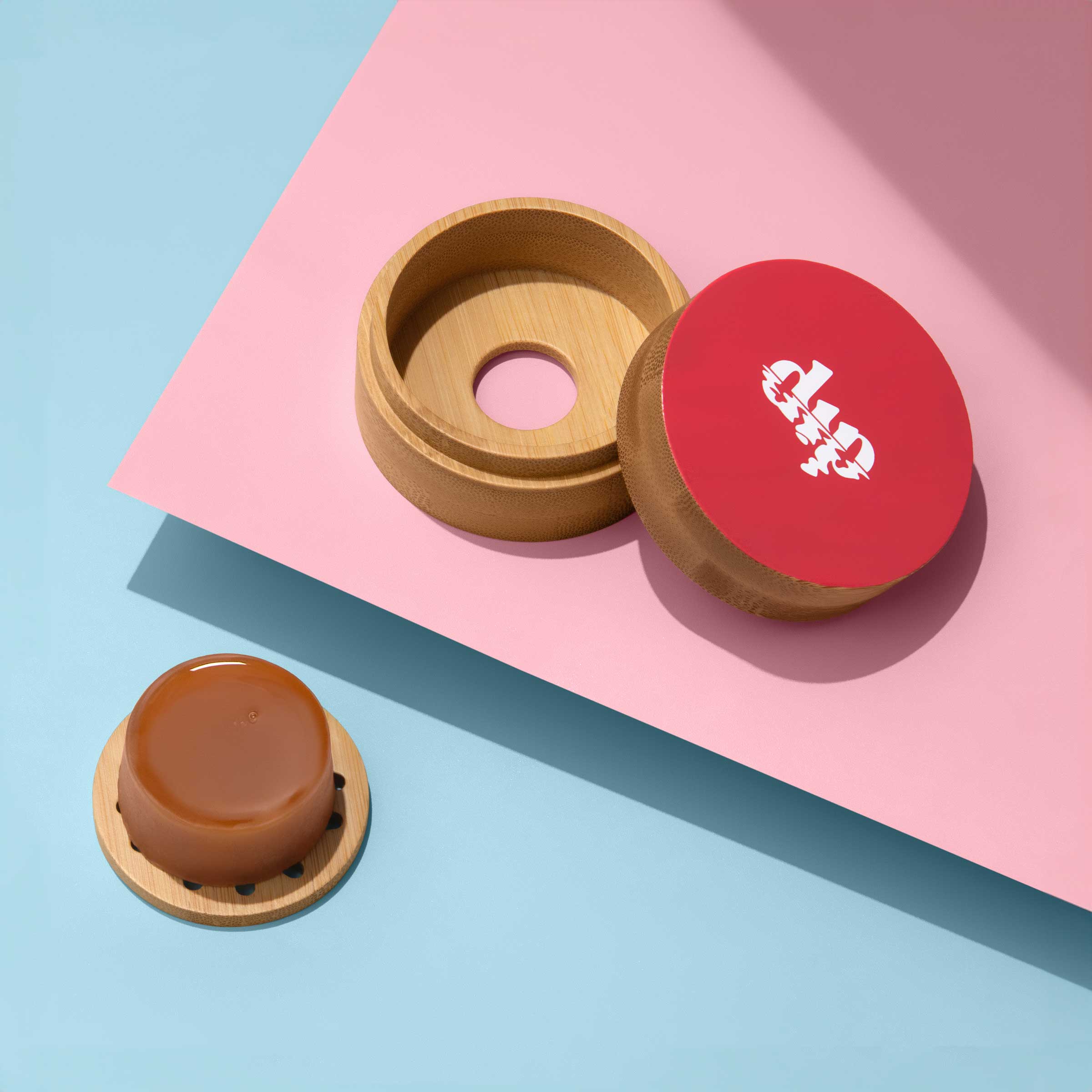 Mini Dip Bamboo Travel Case with Coaster : Red