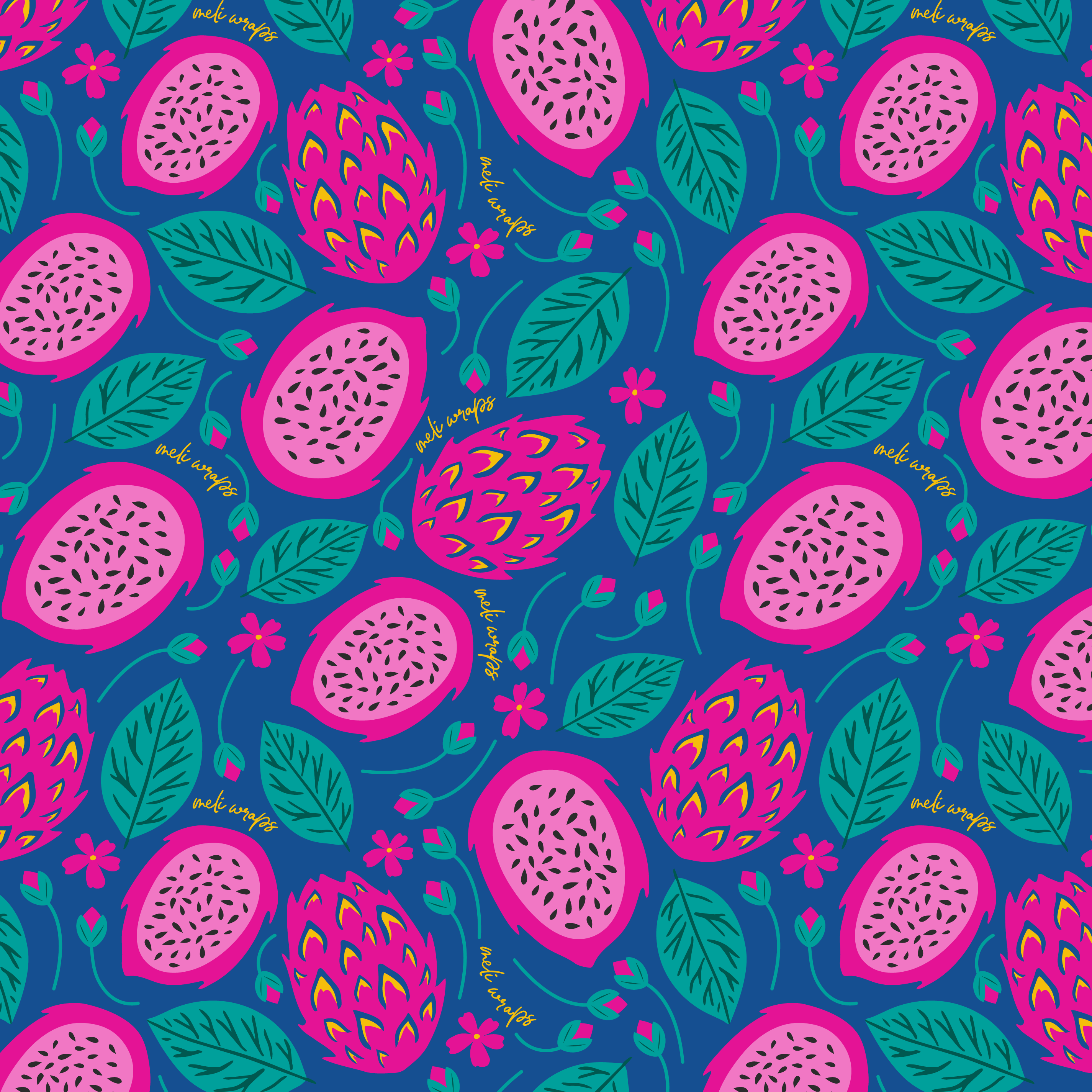 Beeswax Wrap Bulk Roll - Dragonfruit Print