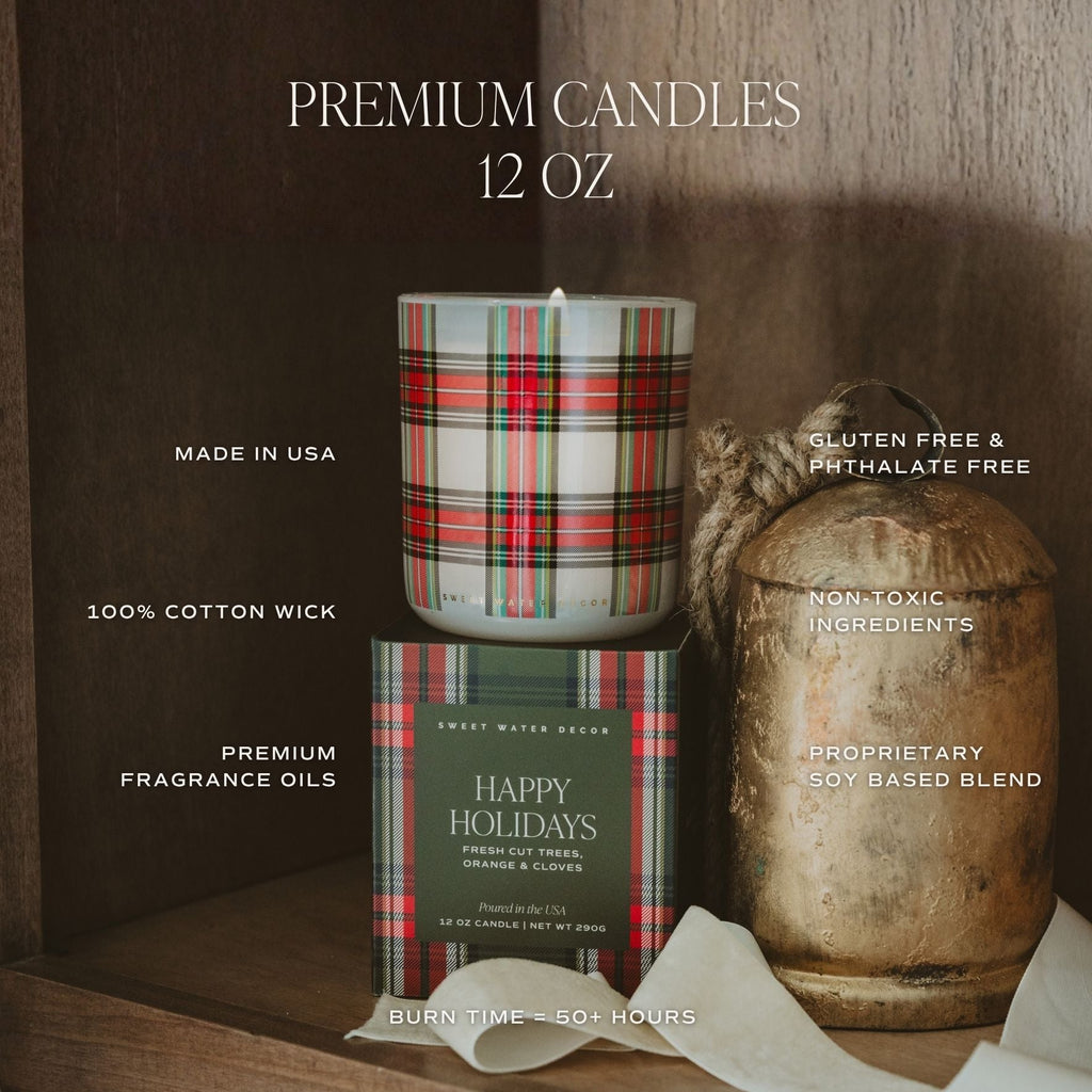 Merry and Bright Soy Candle - Boxed Tinted Glass Jar - 12 oz
