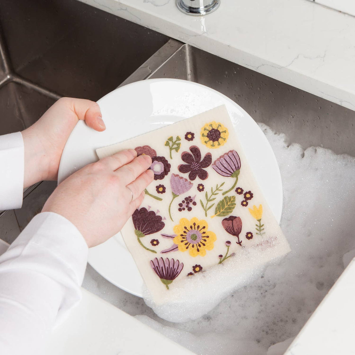 Swedish Sponge Reusable Dishcloth Flora