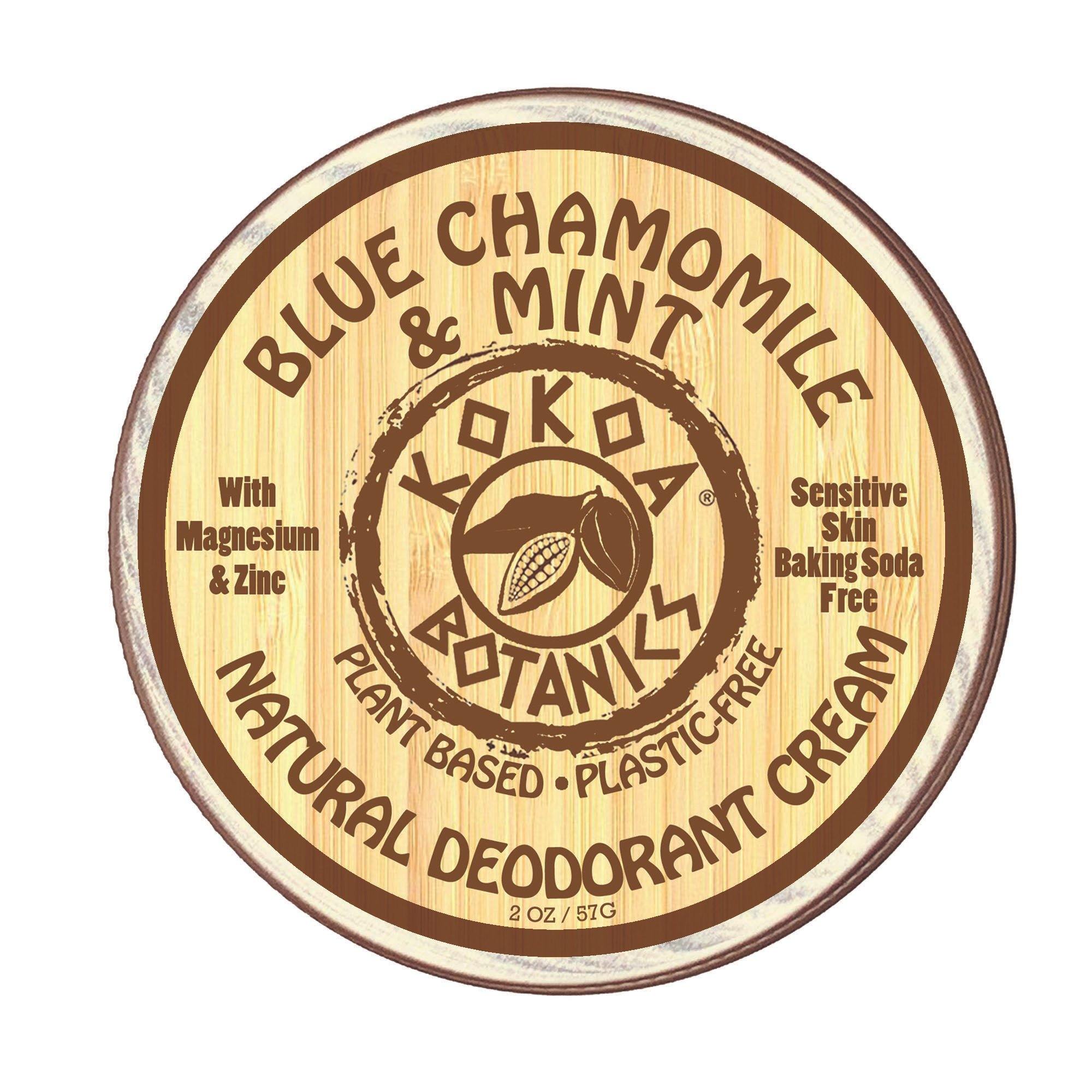 BLUE CHAMOMILE & MINT- Natural Deodorant Cream - Sensitive Skin – Baking Soda-Free  2.5 oz