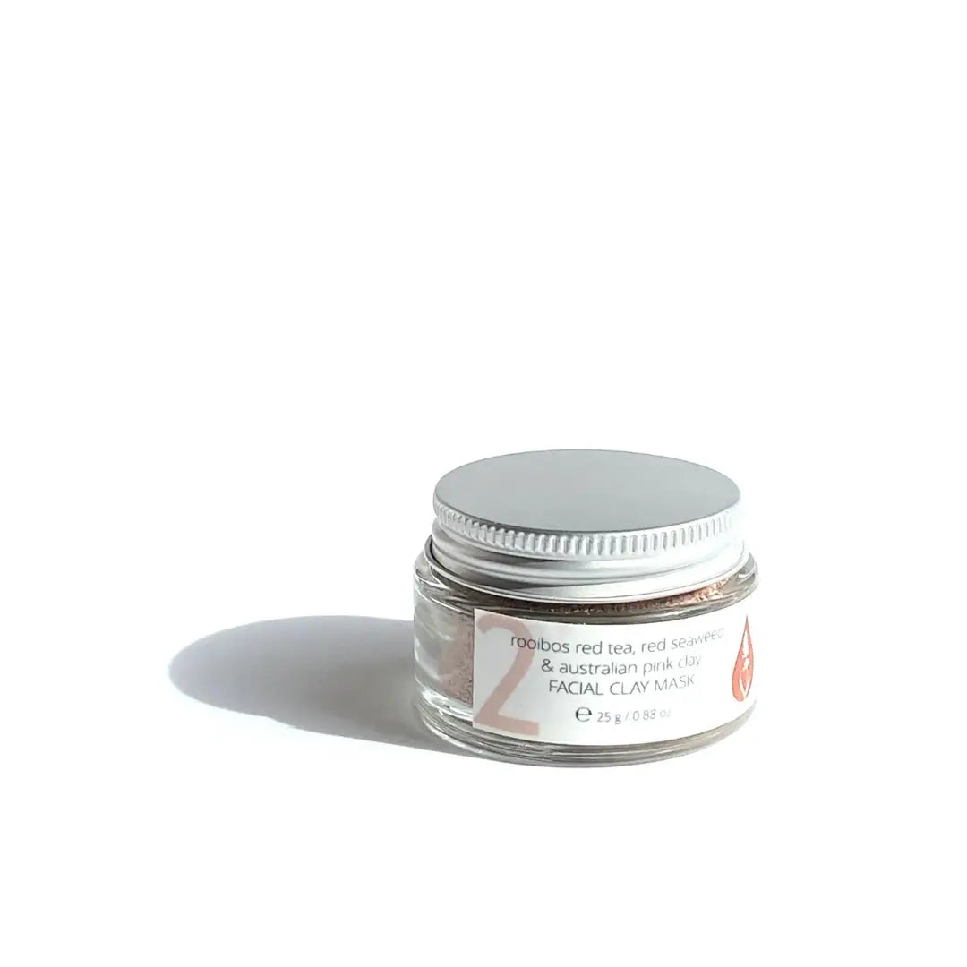 Rooibos Red Tea, Red Seaweed & Australian Pink Clay Facial Mask with Vitamin C + Aloe vera + Vitamin E