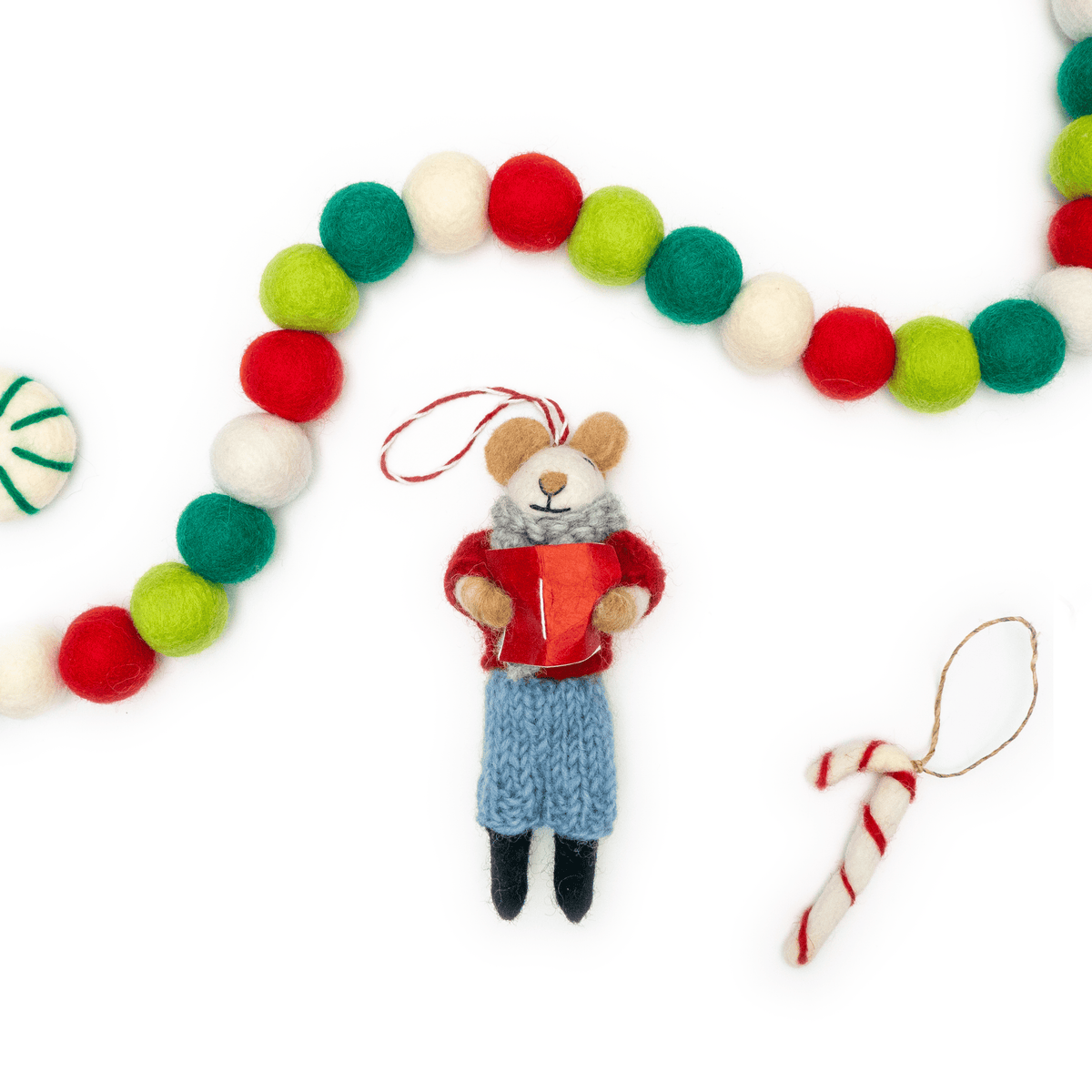 Ginny and Chris Boho Mouse Eco Ornaments - Set of 2
