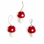 Red Toadstool Ornaments (Mushrooms) - Set of 3