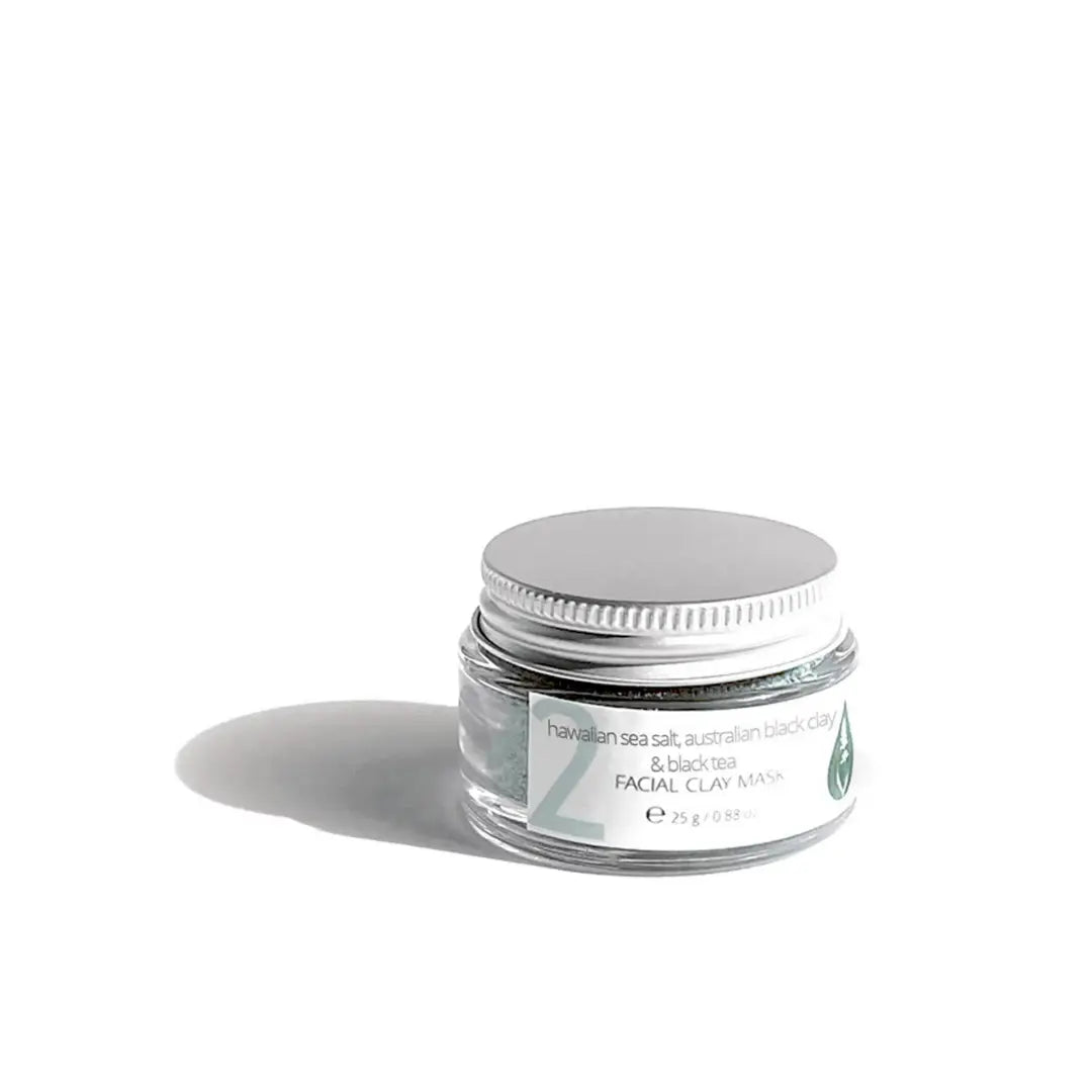 Hawaiian Sea Salt, Australian Black Clay & Black Tea Facial Clay Mask with Australian black clay + Vitamin C + Aloe vera