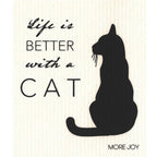 Life is Better with a Cat Swedish Dishcloth