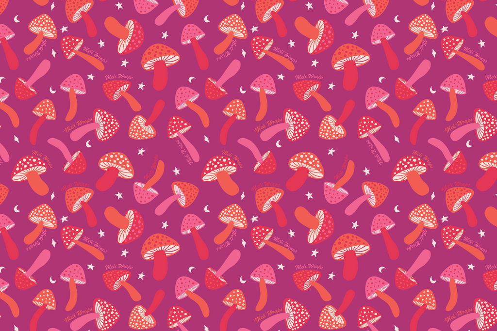 Purple Mushroom Swedish Dish Cloth Set of 3